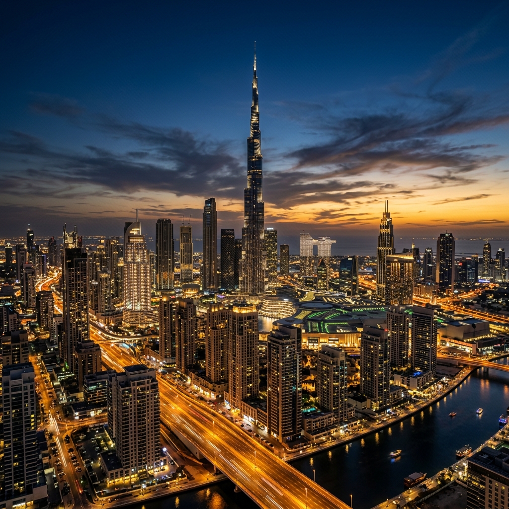 Dubai skyline at dusk
